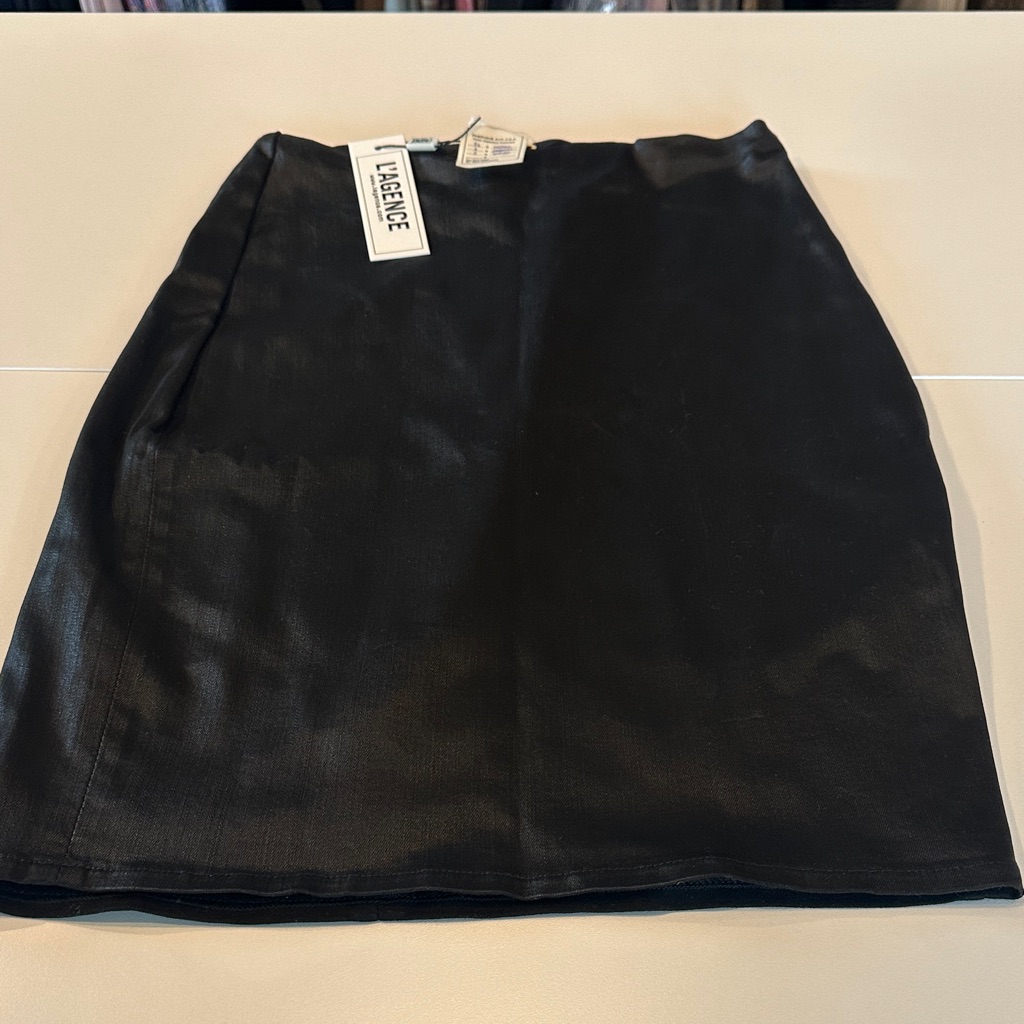 L'agence Black Faux Leather Mini Skirt